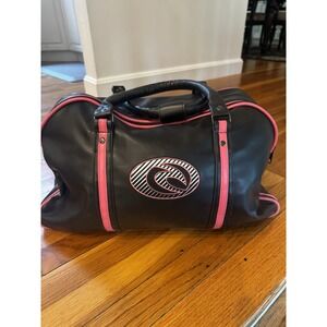Vintage Ripcurl‎ PVC Handled Duffle Bag Black Pink Logo Y2K Travel Overnight